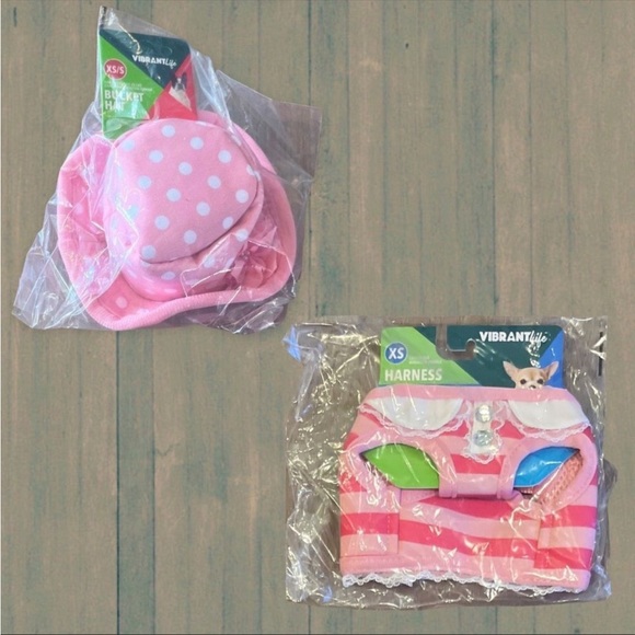 NWT Vibrant Life Harness Pink Striped With Lace Size XSmall free hat included - Picture 8 of 13